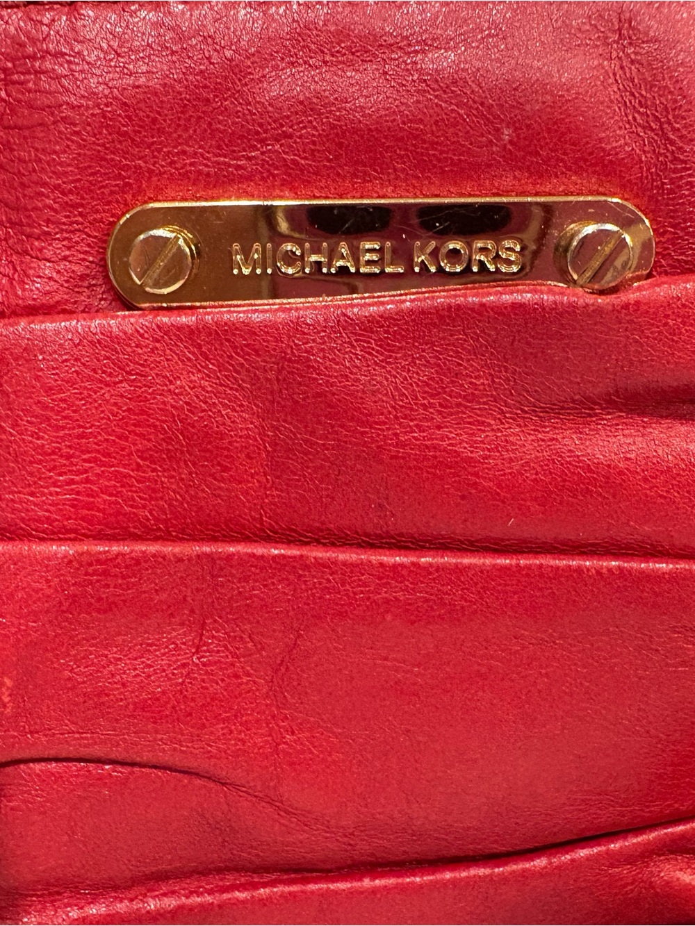 Michael Kors Small Red Leather Scrunch Clutch With Removable Shoulder Strap - Picture 2 of 7